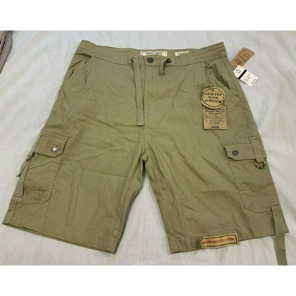 NWT VINTAGE GENES MENS CARGO STRETCH SLIM FIT SHORTS SIZE 36